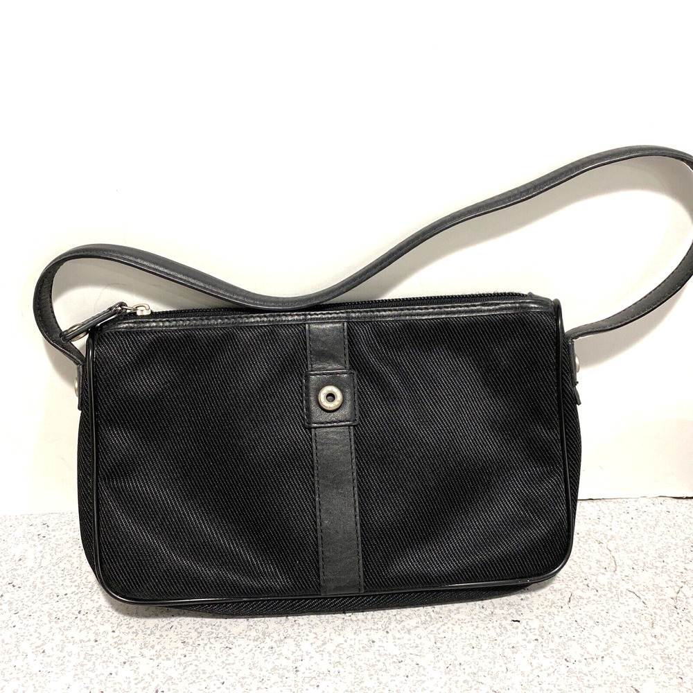 ECCO Nylon & Leather Small Mini Shoulder Bag Purse Handbag Zip Closure Travel